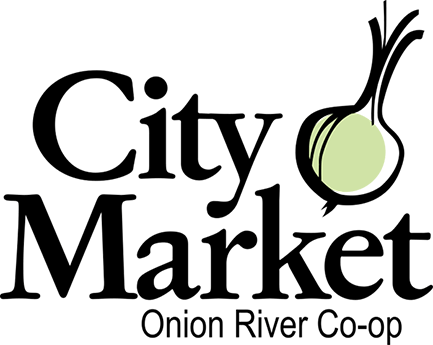 City Market Logo - Black serif type with turnip icon in upper right