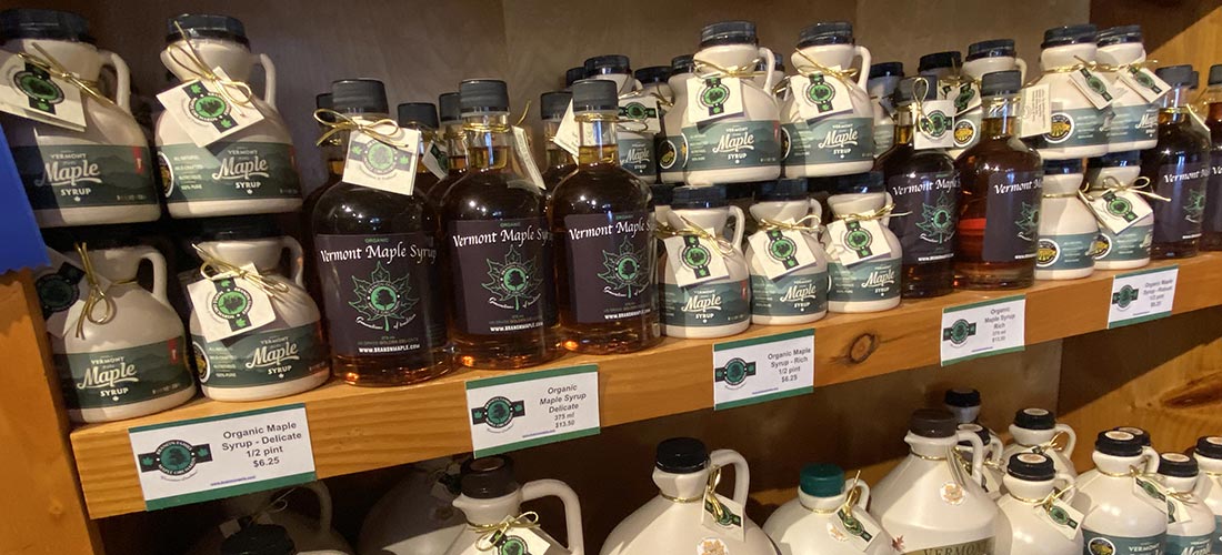 Photo of Branon Maple Syrup on a wooden shelf