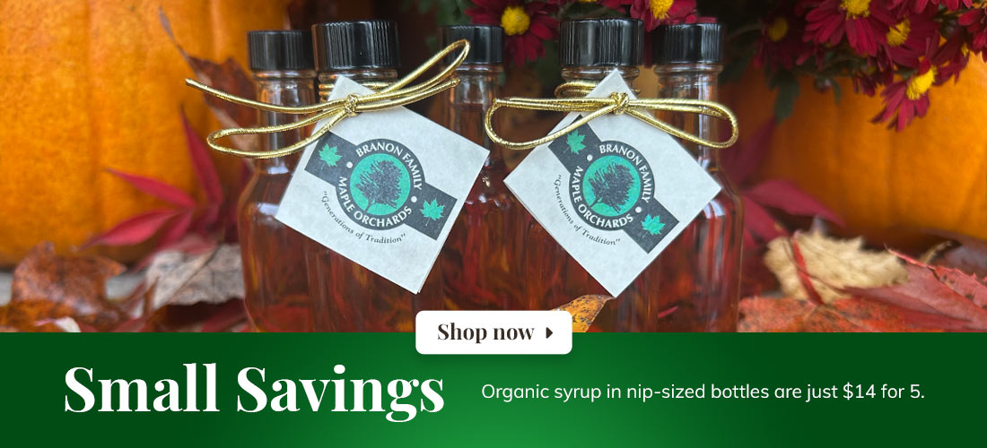 Graphic showing photo of nips in fall setting with overlaying white text on green gradient background