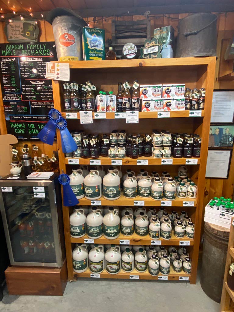 Photo of Branon Maple Syrup on a wooden shelf